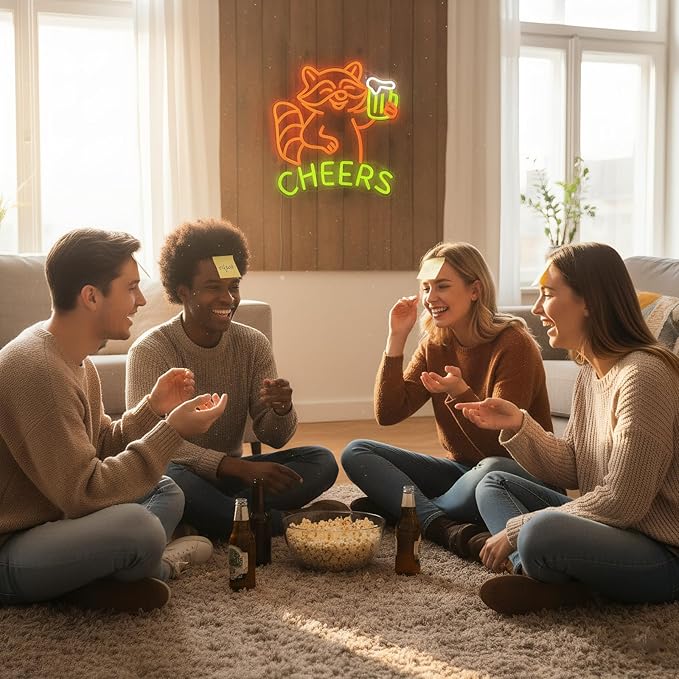 Raccoon Beer Neon Sign, Fun Animal LED Light for Bar Wall Decor, Dimmable Neon Sign for Man Cave, Bedroom, Game Room, or Home Bar, 15 x 13 inch