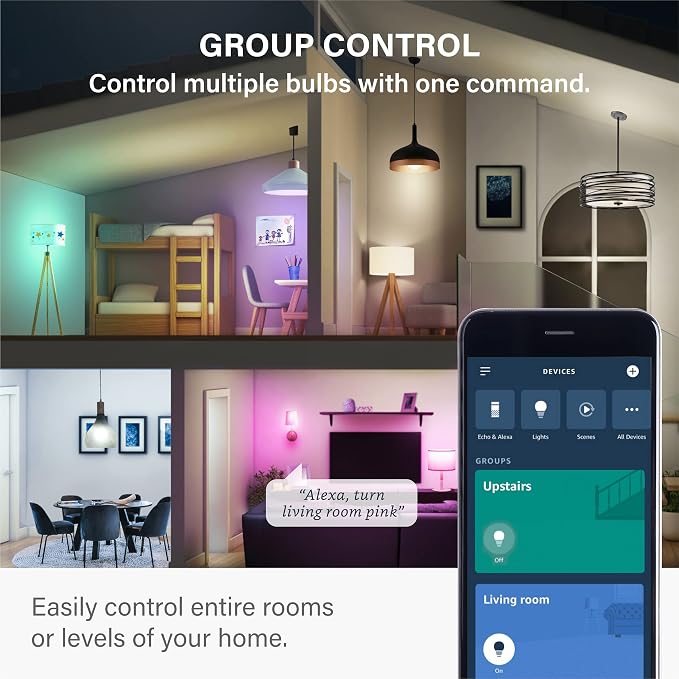Sengled Alexa Light Bulb, S1 Auto Pairing with Alexa Devices, Color Changing Light Bulbs, Smart Light Bulbs that Work with Alexa, Bluetooth Mesh Smart Home Lighting, E26 60W Equivalent,800LM, 10-Pack
