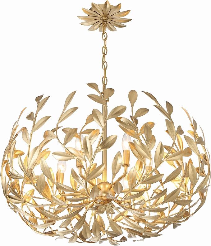 Crystorama Broche 6 Light Antique Gold Chandelier
