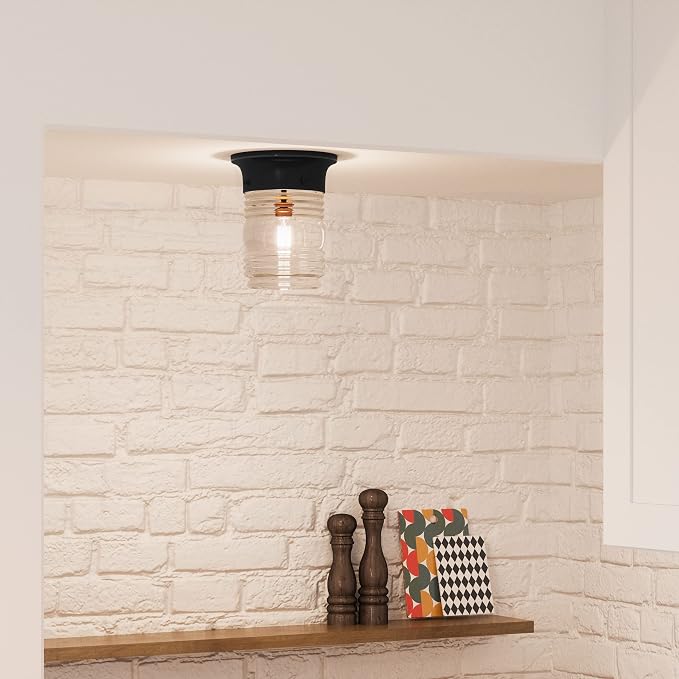 Design House 2-Pack Jelly Jar 1-Light Indoor/Outdoor Flush Mount Ceiling Light, Black, 587576 | Ceiling Mount, Rustic, Steel, 2-Pack, Lighting, 587576