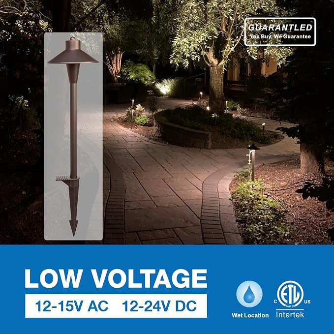 Landscape Path Lights 6 Pack, Low Voltage Pathway Lights Compatible with Transformer, 3CCT Adjustable LED, Premium 12V 24V DC ORB Landscape Path Lighting for Outdoor Yard Garden Walkway, Flat Hat