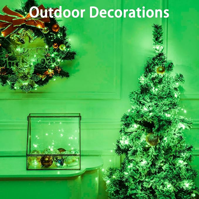 4 Pack Green Fairy Lights Battery Operated with Remote, Waterproof 20FT 60LED Cuttable Twinkle Lights with Timer Indoor Outdoor, String Light for Bedroom, Classroom, Wedding, St. Patrick's Day Décor