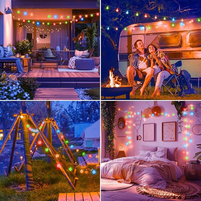 Minetom 33ft Crystal Globe String Lights Battery Operated, Multicolor | 60 LED Globe Fairy Lights with Remote and 8 Modes, Lovely for Bedroom Tent Loft Camping Porch Patio Party Decor