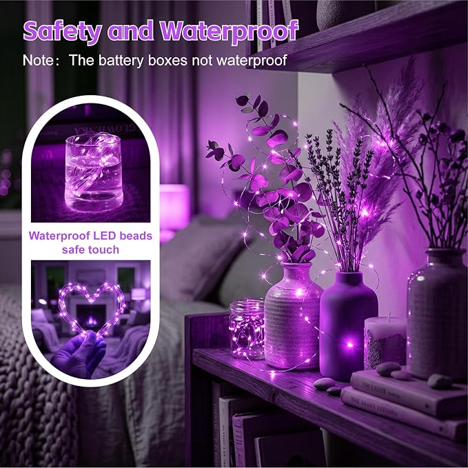 8 Pack Rechargeable LED Fairy Lights 7Ft 20LED Battery Operated | 8 Modes, Remote & DIY Timer Mini Twinkle String Lights for Indoor Christmas Wedding Mason Jar Bedroom Table