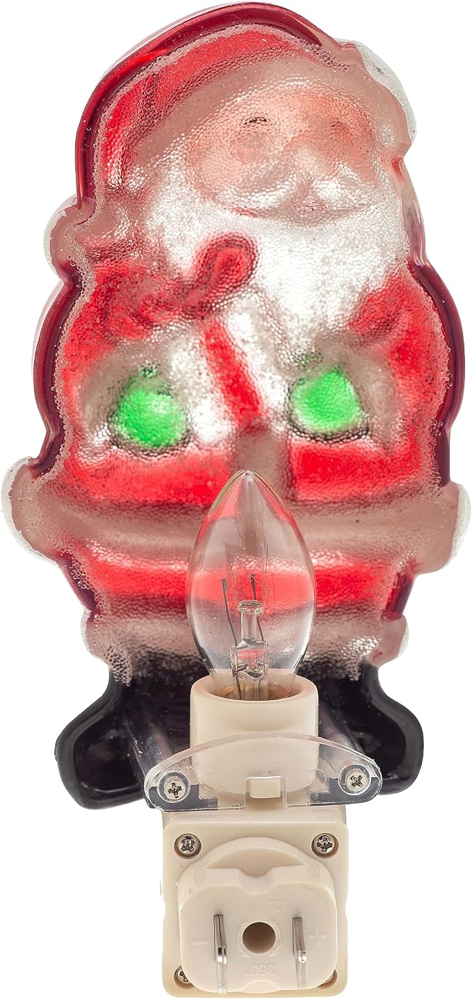 Creative Hobbies Jolly Santa Holiday Decor Night Light - Includes 5W C7 and Rotational Socket with On/Off Switch