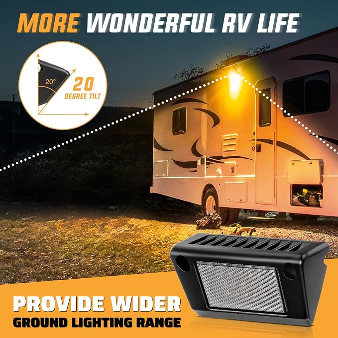 Nilight 2PCS 5 Inch RV Exterior Lights Amber Beam for RV Trailer Camper SUV | 2PCS LED porch scene cargo light, black aluminum housing, 12V 24V waterproof for RVs trailers campers 5th wheels