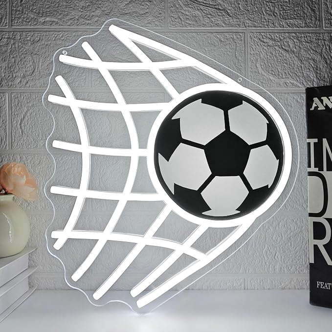 Soccer Goal Neon Sign for Wall Decor Soccer Led Sign World Cup Neon Light Dimmable 2026 Football Championship Light Up Signs for Football Theme Party Man Cave Game Room Bar Club Sports Gift for Fan