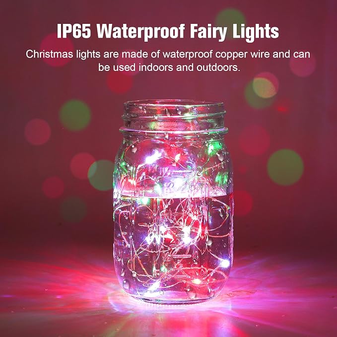YJFWAL 12 Pack 10ft 30LED Timer Fairy Lights AAA Battery Powered, Starry String Lights with 8 Modes Remote Waterproof Twinkle Lights for DIY, Bedroom, Wedding, Party, Patio, Christmas Decor (Colorful)