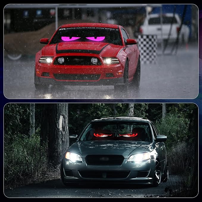 LED Eyes for Truck Windshield | Programmable Devil Eyes Light for Cars | Bluetooth APP Control | Can Edit Text/Graffiti/Animations