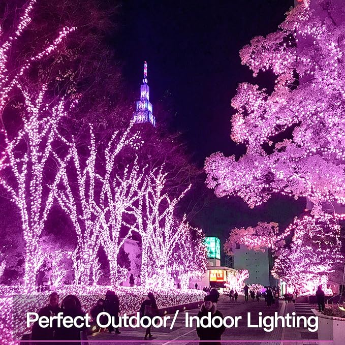 Pink Valentine Day Fairy Lights Battery Operated, 66ft 200 LED String Lights with Remote & Timer, Waterproof Twinkle Lights for Bedroom, Romantic Wedding, Party, Indoor & Outdoor Decor
