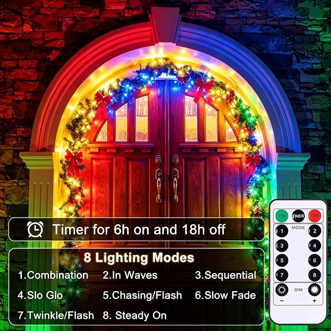 2 Pack Battery Operated LED Fairy Lights with Remote, 33ft 100LED Multicolor Twinkle Lights, Waterproof String Lights for Bedroom with Reel for Wedding Party Christmas Decor