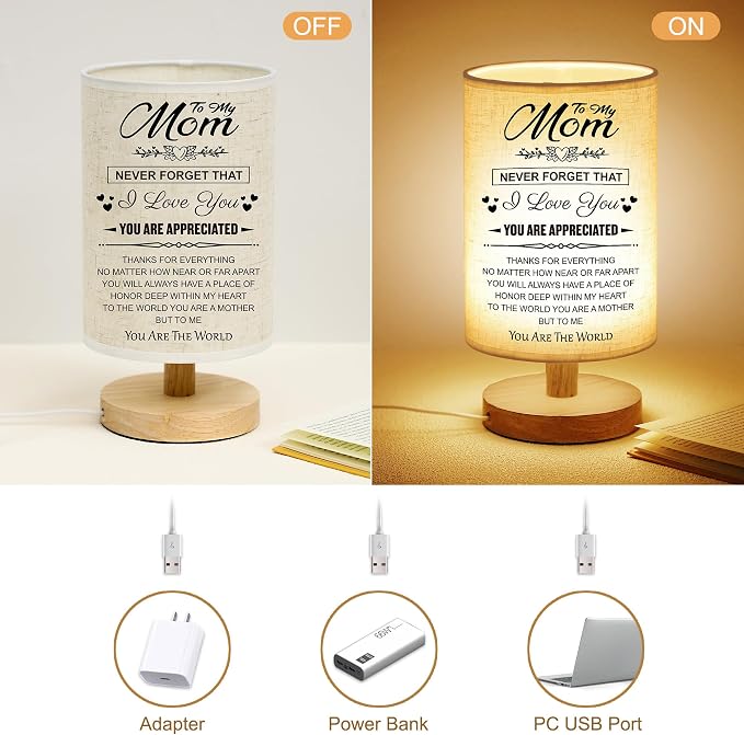 WSYEAR Birthday Gifts for mom from Son-Table Lamp Mom Gifts from Daughter for Mother Night Light Present for Mom Mothers Day Valentines Day Christmas