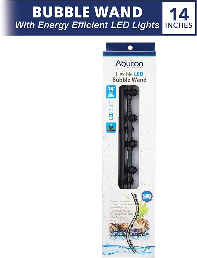 Aqueon Fish Tank Aquarium Flexible LED Accent Light and Bubble Wand, Blue, 14 Inch