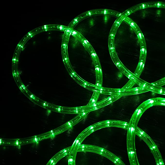 WYZworks 1656LEDs, 150ft LED Outside Rope Lights, Waterproof Permanent Outdoor ETL Certified Connectable Clear Tube, Christmas Palm Tree Holiday Decorative Landscape Patio Accent Lighting - Green