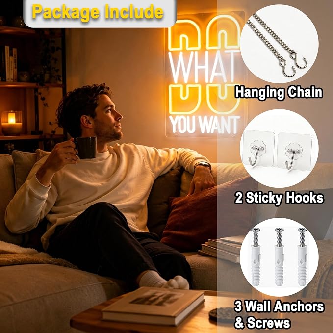 Positive Neon Lights Signs Neon Sign Led Sign Light for Wall Decor | Do What You Want Neon Sign for Room Decor,Positive Decoration,Motivational Wall Decor,Gift,5V USB Powered Dimmable