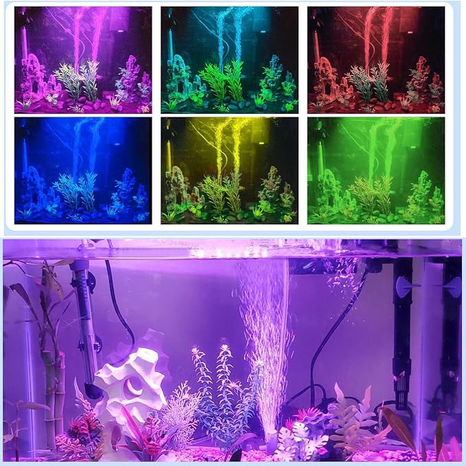 15 inches LED Aquarium Light, Fish Tank Light Underwater Light Submersible Crystal Glass Lights, 21 LED Beads 16 Colors 4 Modes Brightness Adjustable Memory Function IP68 Waterproof, 15" 2 Lights