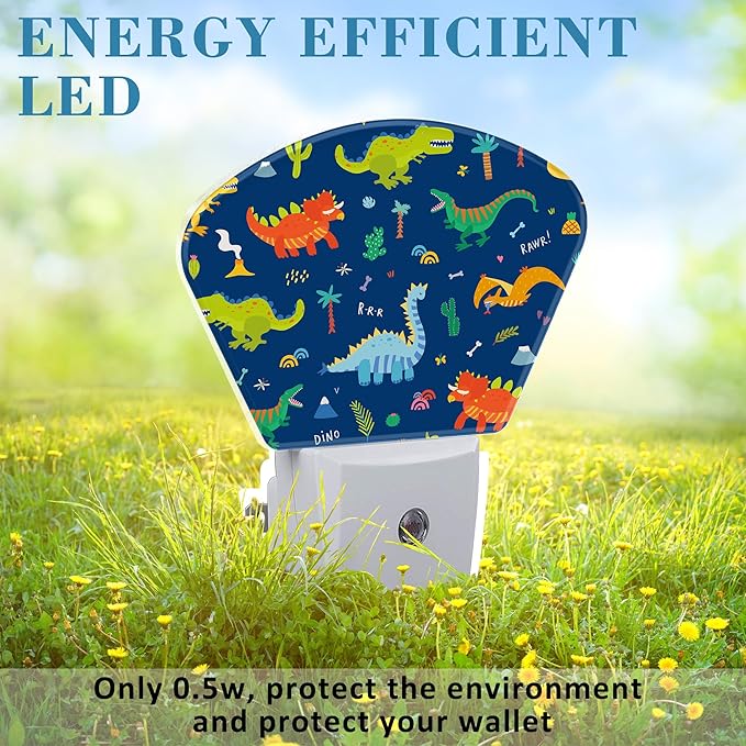Cute Cartoon Dinosaurs Night Light for Kids, Dinosaurs LED Night Light Plug into Wall with Dusk to Dawn Sensor for Girls Boys Women Men Bedroom, Hallway, Kitchen, Bathroom, Stairs Decor