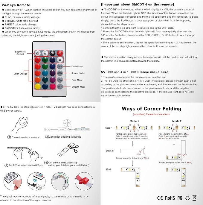 2M/6.6FT Battery Powered LED Strip Lights, Flexible Color Changing RGB LED Light Strip, TV Backlight Background Lighting