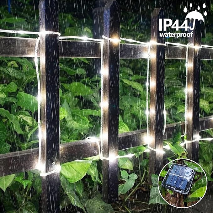 QITONG Solar Rope Lights, 2 Pack Each 33ft 100LED String Light Outdoor Waterproof, 8 Modes Fairy Lights in Clear Thin Tube