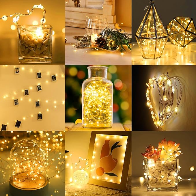 ZGWJ 12 Pack Warm White Fairy Lights, Mini String Lights | Battery Operated 7 FT 20 LED Waterproof 3 Modes for DIY, Parties, Wedding, Halloween, Christmas Decoration