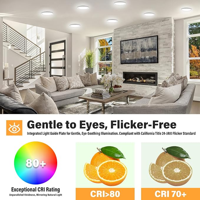 ETL 7 inch Small LED Flush Mount Ceiling Light Dimmable,5000K Daylight Ultra Slim Round Flat Panel Ceiling Light Fixture,Modern Ceiling Lamp for Closet,Kitchen,Bathroom 7inch-26Pack(White)