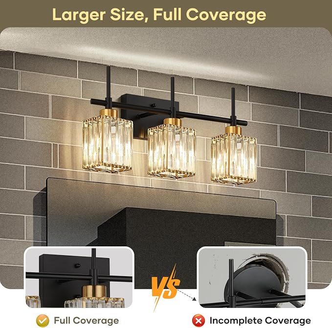 Torondo Modern Yellow Vanity Lights,Crystal Vanity Lights for Bathroom, Modern Crystal Bathroom Light Fixture