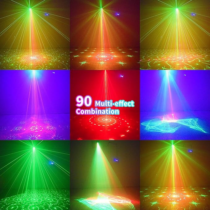 DJ Disco Stage Party Lights - Northern Laser Light Effect RGB Led Sound Activated Strobe Lighting with Remote Control for Indoor Birthday Karaoke Club KTV, Black