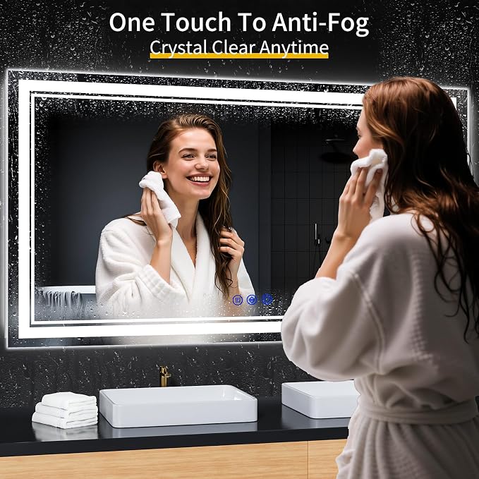 60"x36" LED Bathroom Mirror with Lights,Anti-Fog,3 Color Modes