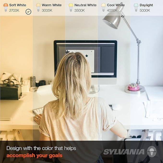 Sylvania ECO LED A19 Light Bulb, 60W Equivalent Efficient 9W, 7 Year, 750 Lumens, Medium Base, Frosted, 2700K, Soft White - 24 Pack (40986)