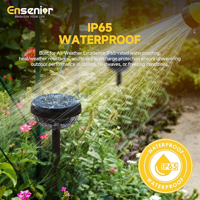 Ensenior 10-Pack Solar Lights Outdoor, Auto ON/Off 3000K LED Solar Garden Lights for Pathway, Yard, Patio, Walkway, Flower Bed, Halloween Christmas Landscape Lighting, IP65 Waterproof, Flag Lights