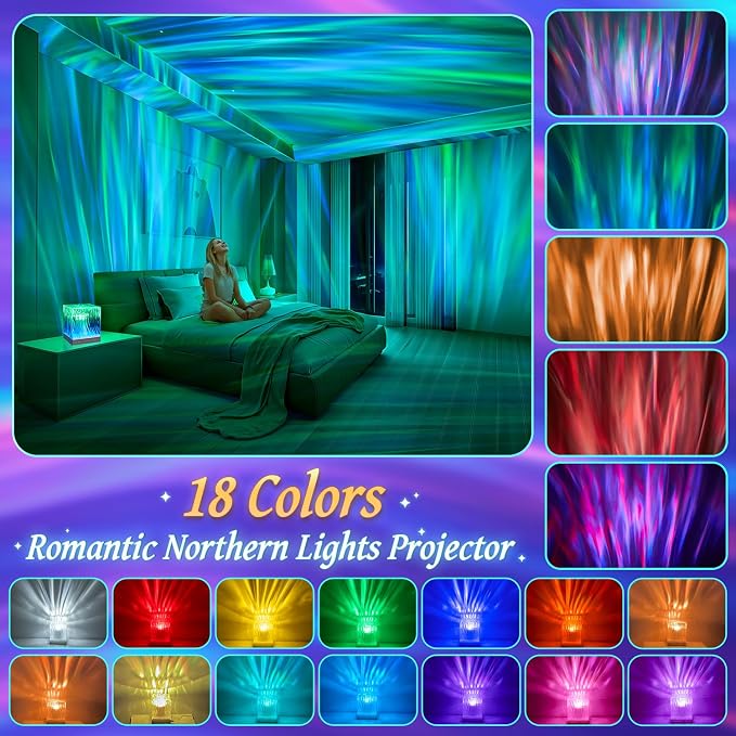 Galaxy Projector Night Light Projector, 18-Color Ocean Havie Lamp Gift Box | Remote, 10 Brightness&Dimmable, Teen Boys Girls Birthday Gifts, Relaxing&Calming, Mood&Ambient Lighting, 1&8 Hr Timer, Decor