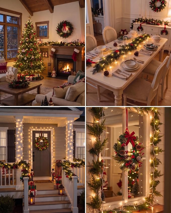 Brightown Christmas Lights Outdoor 100 Count 20Ft String Lights for Indoor | Clear Incandescent Bulb Mini Fairy Lights, Waterproof & Connectable for Xmas Decorations, Christmas Tree Garland, White Wire