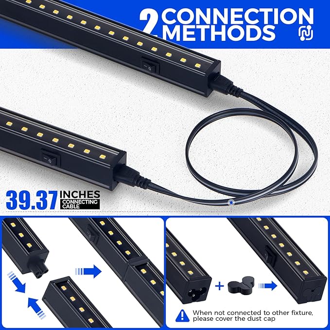 Barrina T5 Plant Lights for Indoor Growing, 1FT 10W (2 X 5W) Led Grow Light with Magnetic Design, Full Spectrum Grow Light Strip with Black Cover, Plug and Play, 5000K, 2 Packs