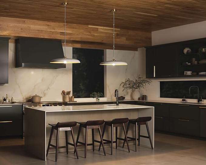 Hinkley Sadie 24" Large Dome Chandelier, Light Taupe with Lacquered Brass | Two Tone Saucer Pendant, Includes (5) 7" Downrods, Needs a Med. LED Bulb, Adjustable Height, Dining Room, Kitchen