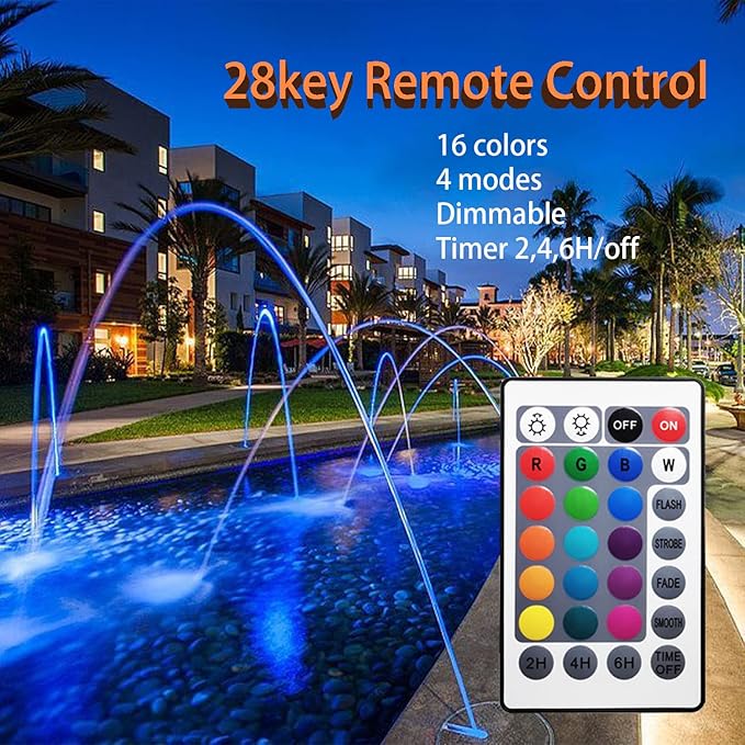 Colored Pond Lights with Timer, APP Control RGB Fountain Light IP68 Waterproof, Dimmable Outdoor Landscape Lights for Fish Tank Pond Fountain Garden (3 Lights)