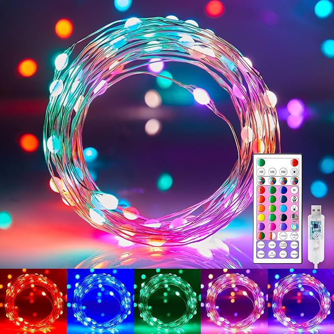 Minetom Fairy Lights Color Changing, 66FT 200 LED String Lights with Remote | USB Fairy Light with 16 Single Colors & 6 Holiday Colors,12 Mode,Timer, Christma String Light for Bedroom Halloween Classroom