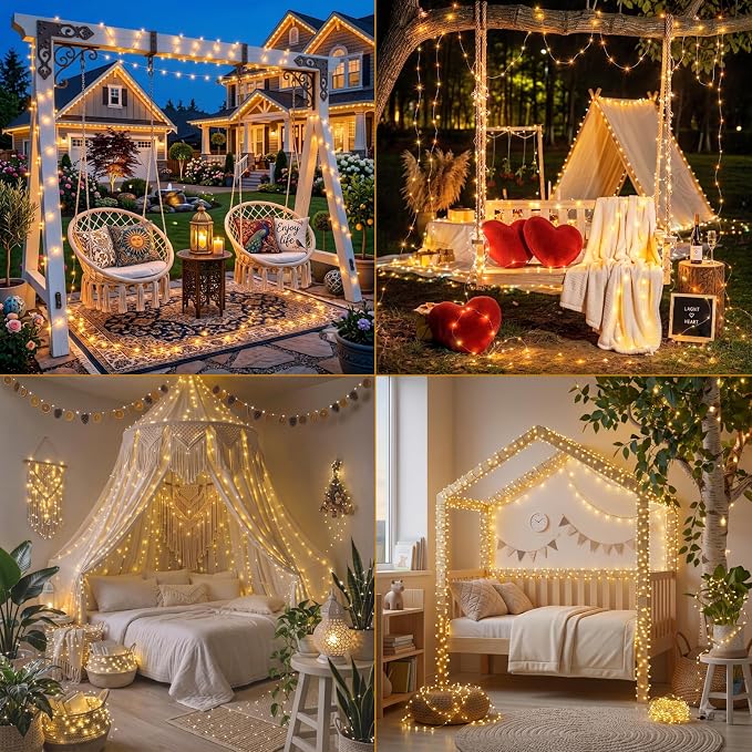 20PACK Fairy Lights Battery Operated with Timer,Mini Fairy Lights | 7FT, 20LED Warm White, Flexible, Copper Wire,Batteries Included, 3 Modes, Twinkle Tiny Lights for Bulk Event, DIY Crafts