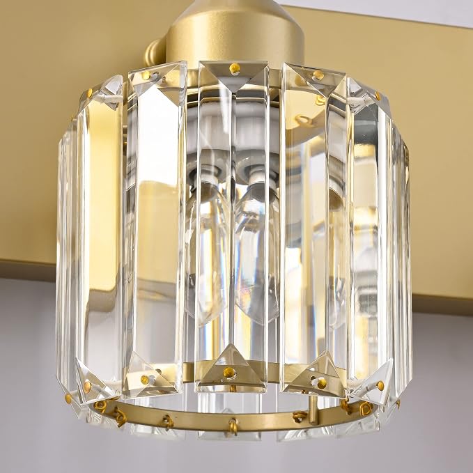 PRESDE 2 Crystal Bathroom Lights Fixtures Modern Gold Vanity Lights Fixtures Over Mirror Modern Bath Wall Lighting