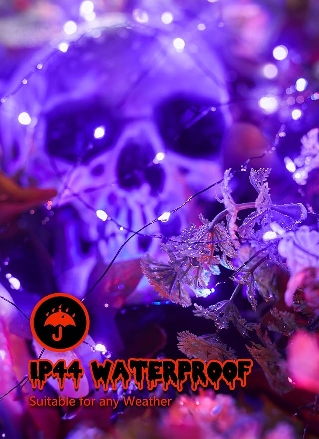 Minetom 5 Pack Battery Operated Fairy Lights, 7Ft 20 LED String Lights | Waterproof Firefly Lights with Timer 6 Hours On 18 Hours Off, Ideal for Indoor Outdoor Halloween Haunted Decor,Purple