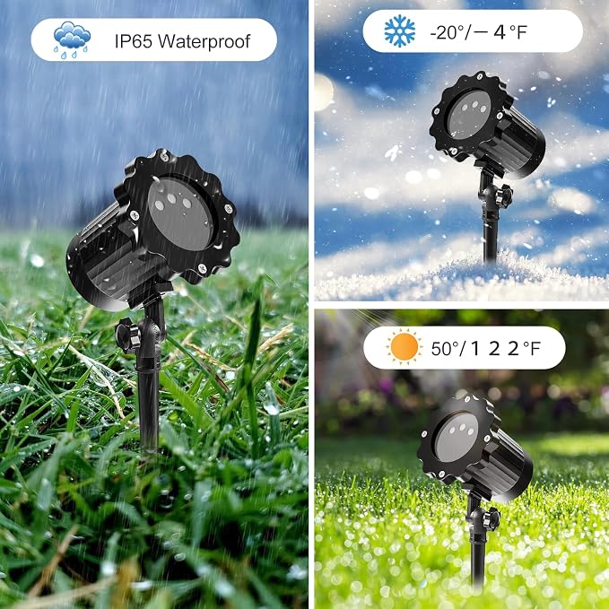 Outdoor RGB Laser Projector Lights 3 Color Starry Sky Firefly Effect | IP65 Moving Projection Light with Remote for Christmas Halloween Parties, Garden, Yard, New Year – Holiday Landscape Decor