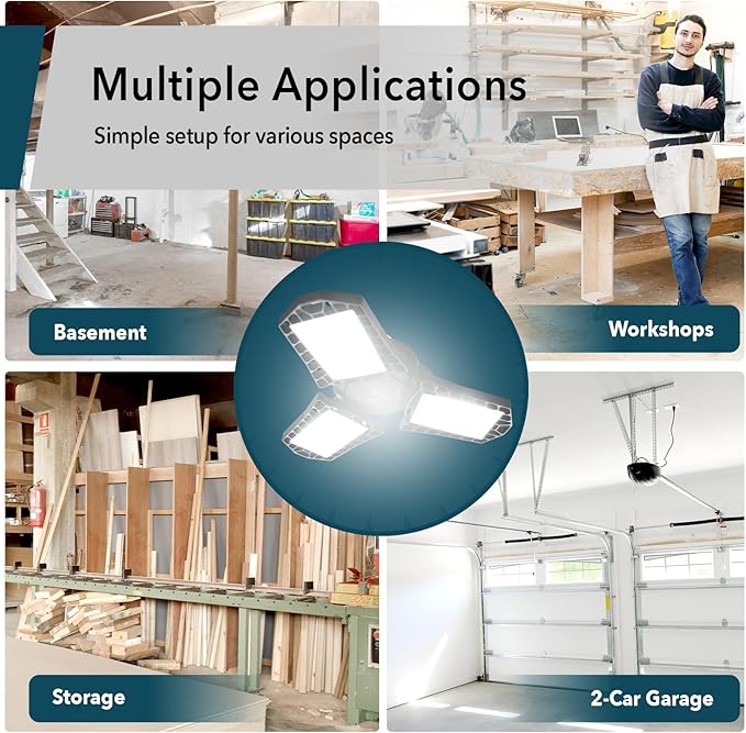 GT-Lite LED Garage Bulb, 60W (300W Equivalent), 6,000 Lumen, Daylight 5000K, E26 Base Energy Saving LED Light for Indoors Garage Workshop Warehouse