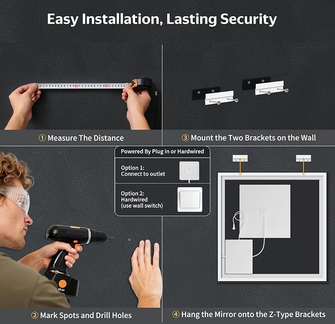 30"x32" LED Bathroom Mirror with Lights, Anti-Fog, Backlit+Frontlit | CRI 95, Stepless Dimmable, 3 Colors Lighting, Shatterproof Tempered Glass, HD Reflection, Memory, (Horizontal/Vertical)