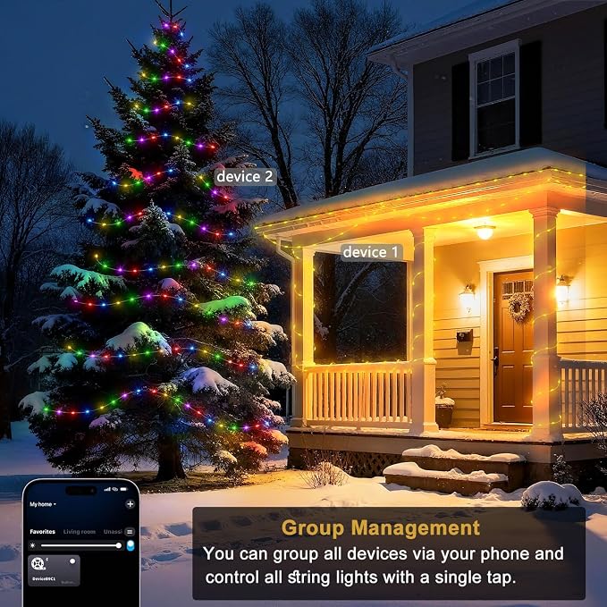 66FT 200 LED Smart String Lights, Plug in Fairy Lights with APP & Remote Control, Music Sync, RGB Warm White, Timer, Twinkle Lights for Bedroom Walls Holiday Party Decorations