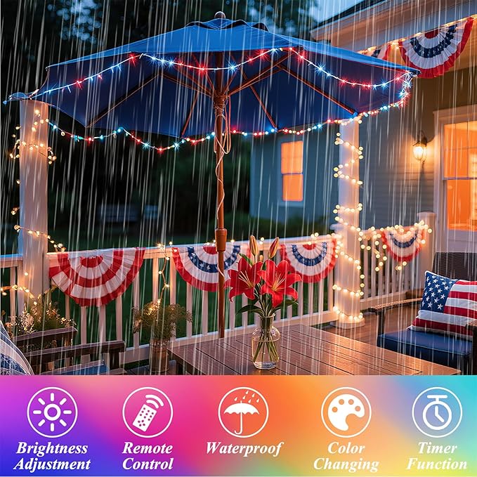 Lovelite Fairy Lights 34 Colors Changing, 2 Pack Total 40FT 120LED Easter String Lights Battery Operated USB Plug in, Waterproof Twinkle Lights with Remote for Holiday Wedding Party Indoor Outdoor