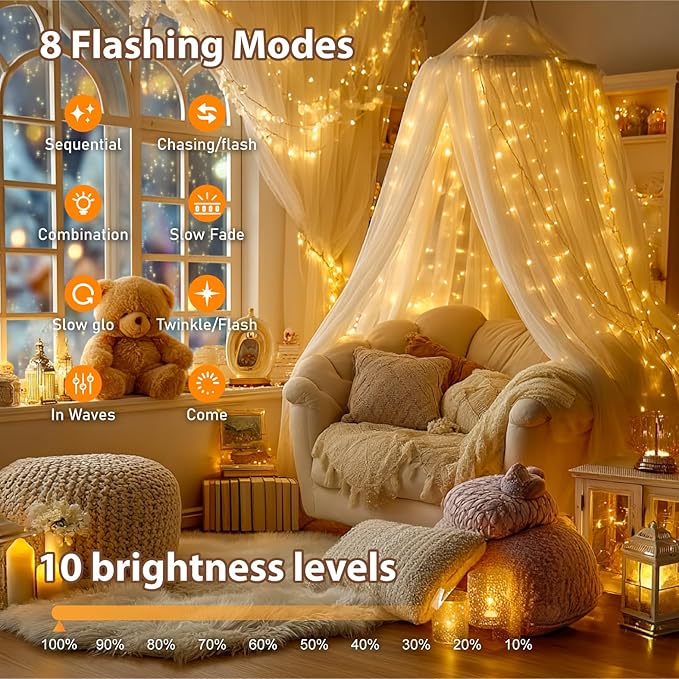 HXWEIYE Rechargeable Fairy Lights with Remote & DIY Timer, 2 Pack 33ft 100LED Battery Operated Twinkle String Lights, 8 Modes Decor Light for Bedroom Indoor Wedding Dorm Christmas Tree (Warm White)