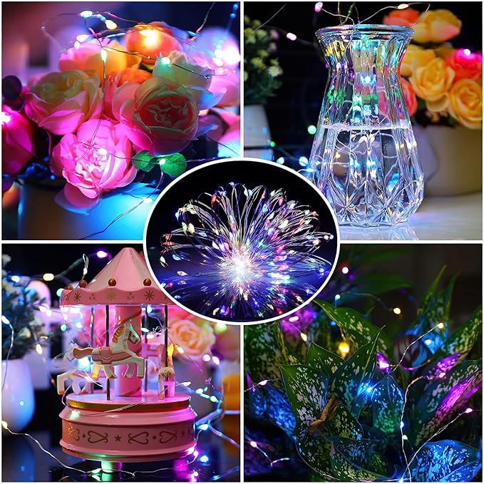 ZGWJ 12 Pack Multicolor Fairy Lights, Mini String Lights | Battery Operated 7 FT 20 LED Waterproof 3 Modes for DIY, Parties, Wedding, Halloween, Christmas Decoration