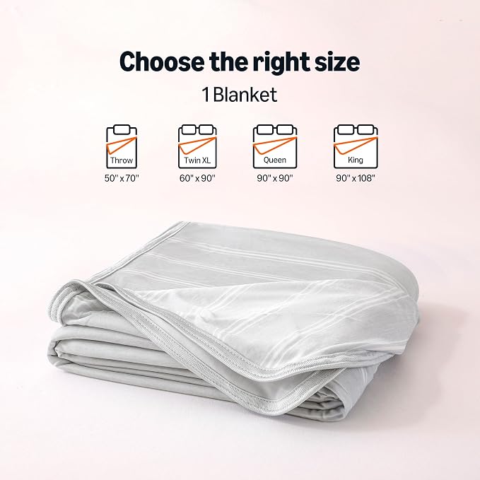 Amazon Basics Striped Cooling Blanket for Hot Sleepers, Reversible Lightweight Thin Throw Blanket for Bed, Couch and Sofa, Throw (50" x 70"), Gray Striped