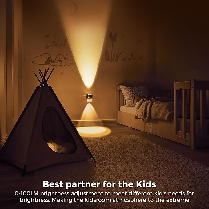 L LOHAS LED Night Light Projector, Night Lights Plug into Wall, Dusk to Dawn Sensor, Rotating Nightlight for Kids, Soft White Ambient Lighting for Bathroom, Gaming Room, Gifts,1 Pack