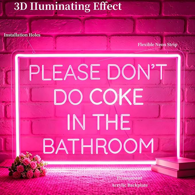 Pink Neon Sign Led Sign Neon Signs for Wall Decor Neon Lights | Please Don't Do In The Bathroom Led Light Up Sign, Pink Room Decor, Boys Girls Gift, Party, Wall Decor, 5V USB Powered
