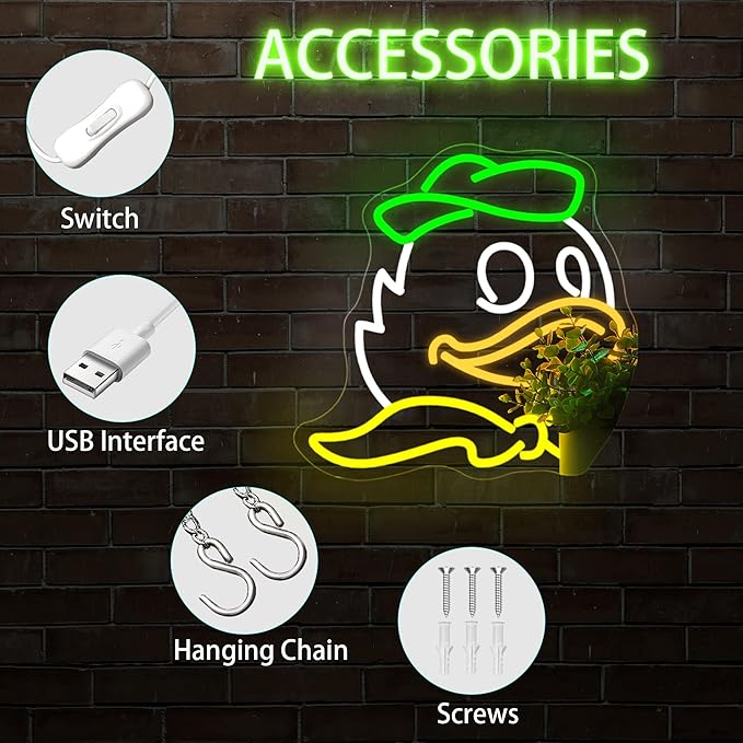 Neon Sign, Duck Neon Signs for Wall Decor LED Light up Signs Home Decor for Bedroom, Man Cave, Gaming Room, Party, Club, Pub, Bar Decoration Christmas Halloween Easter Gift USB Operated